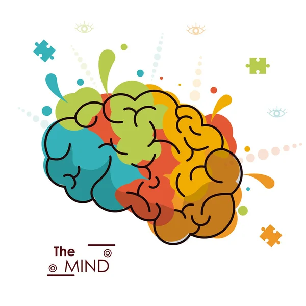 The mind colo brain creativity invention design — Stock Vector
