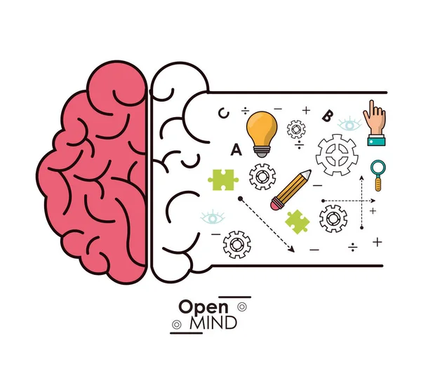Mente aberta inteligência do cérebro ideia genial inovação —  Vetores de Stock