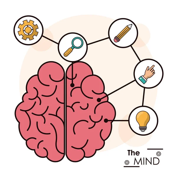 La mente cerebro humano memoria inteligente idea creativa — Archivo Imágenes Vectoriales