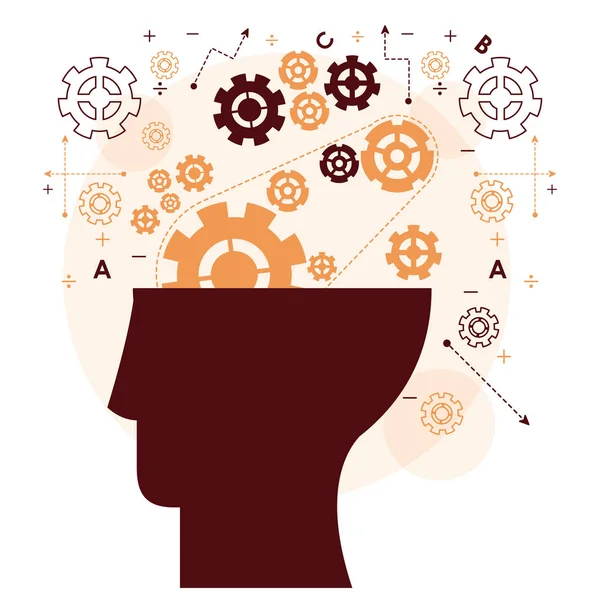 Lidské hlavy mysli gear paměti mentalita práce — Stockový vektor