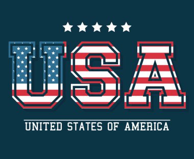 ABD Amerika Birleşik Devletleri bayrağı tasarım yazı