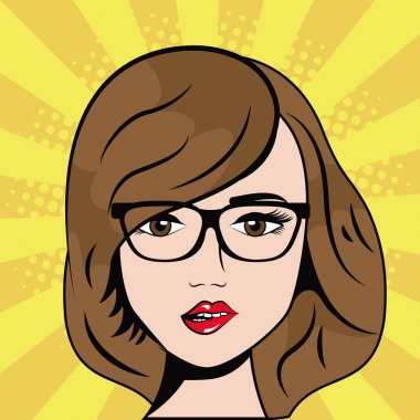 kadın giyen gözlük pop sanat komik