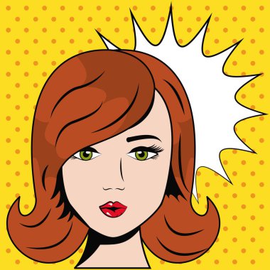 Güzellik kadını pop art comic lekeli arka plan