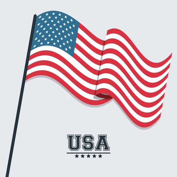 Drapeau des États-Unis agitant symbole célébration patriotisme design — Image vectorielle