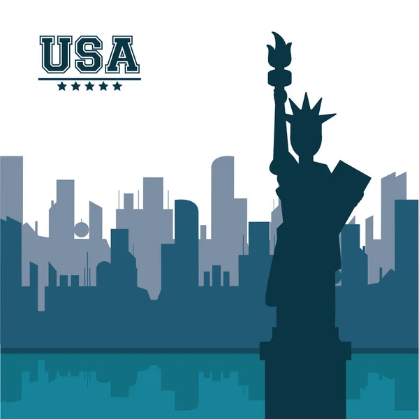自由アメリカ合衆国アメリカ合衆国ニューヨーク市の像 — ストックベクタ