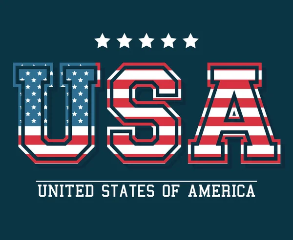 USA lettering United States of America flag design — Stock Vector
