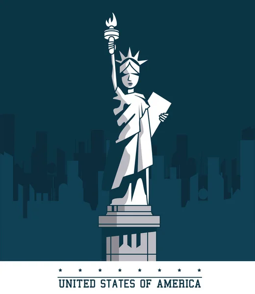 Socha svobody Spojených států Usa new Yorku emblém — Stockový vektor