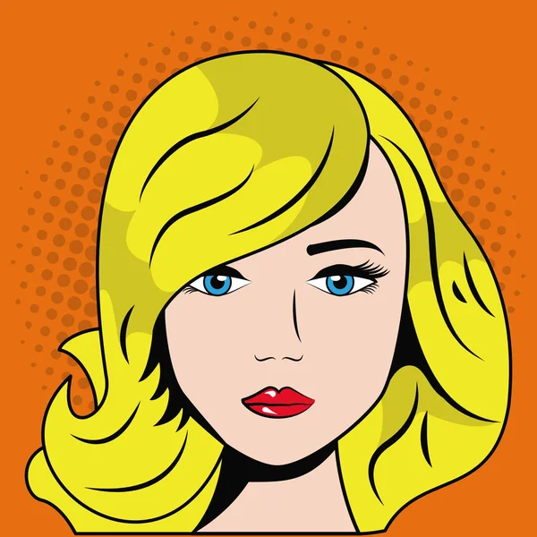 Blonde woman pop art comic — Stock Vector