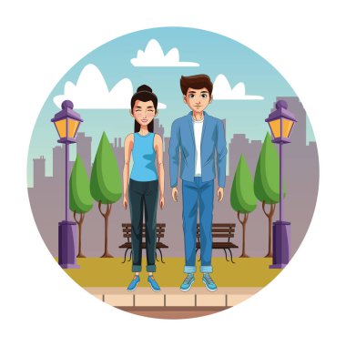 Genç çift çizgi film