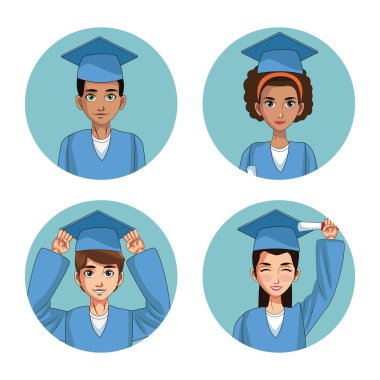 Genç öğrenciler karikatürler