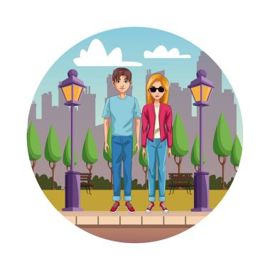 Genç çift çizgi film