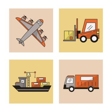 Dağıtım ve lojistik Icons set
