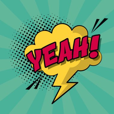 renkli arka plan pop sanat tarzı ile Evet metin şekille kümülüs bulut belirtme çizgisi