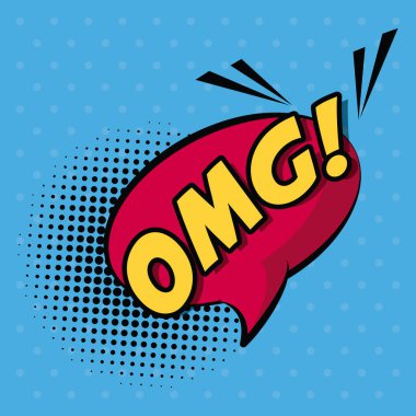 renkli arka plan pop sanat stil diyalog belirtme çizgisi kutusunun omg metin ile oval şekli ile