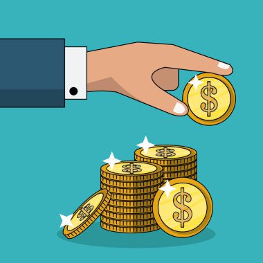 paralar istifleme el renkli arka plan