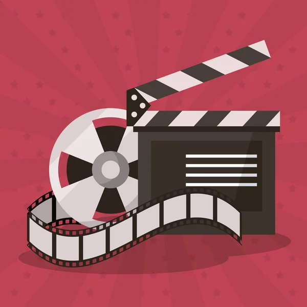 Fundo colorido com filme carretel e clapperboard — Vetor de Stock