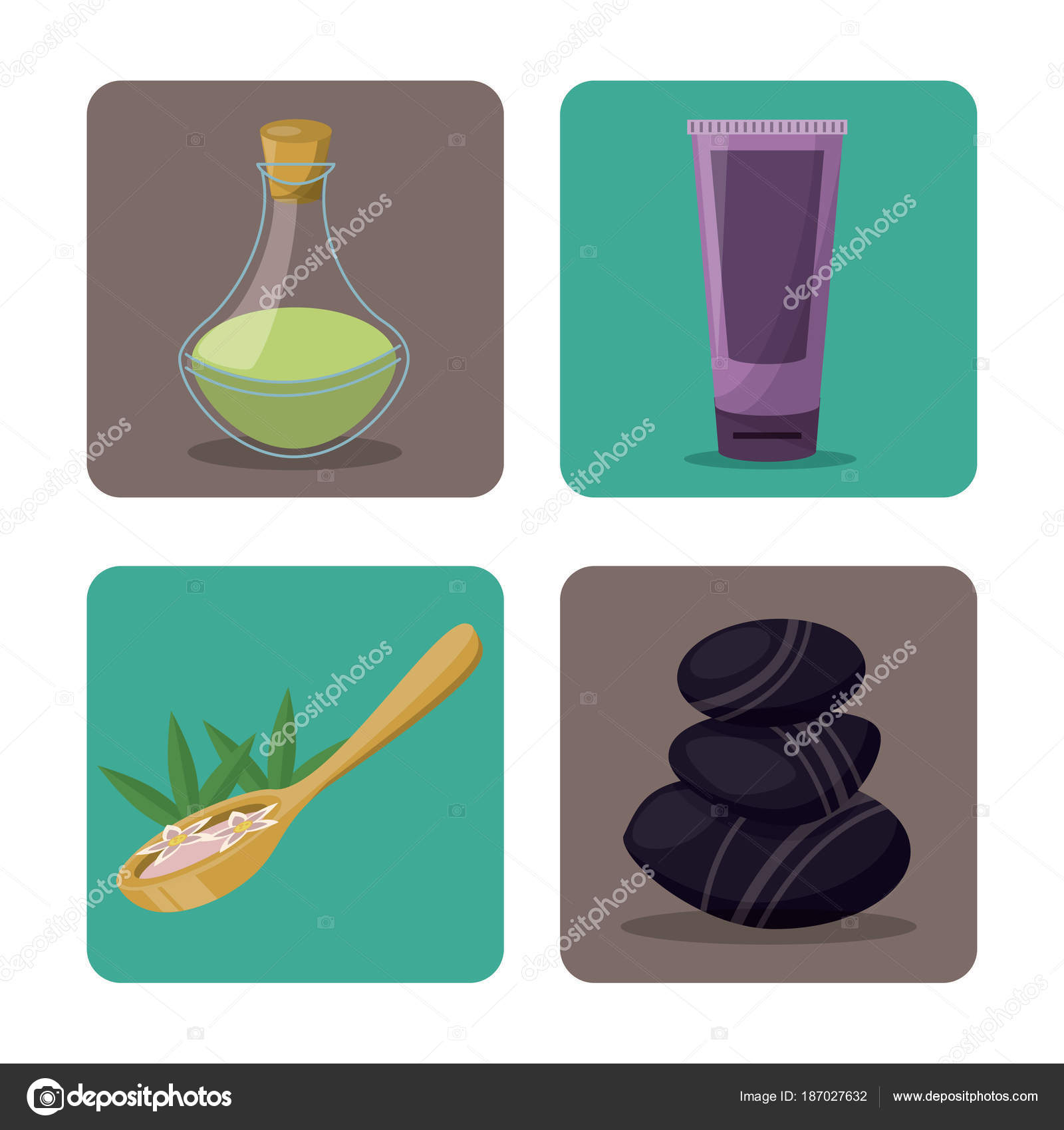 White Background With Frames Of Spa Elements Essences And White Background With Frames Of Spa Elements Essences And Stones Cream Stock