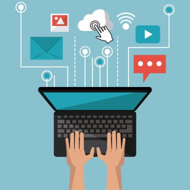 dizüstü bilgisayarın en iyi görünüm ve bağlantı apps simgeler renkli arka plan