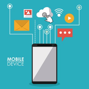 renkli poster Smartphone commons apps kutsal kişilerin resmi bağlantı ile hareket eden aygıt