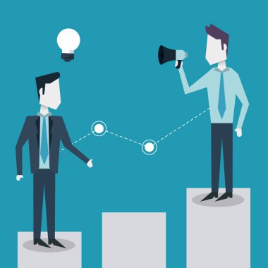 megafon ile ekonomik durum çubuğunda iş adamlarından renkli arka plan