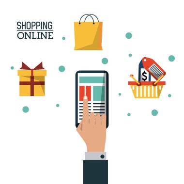 renkli poster satın alma yoluyla smartphone ile online alışveriş