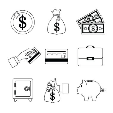 para ile ilgili tek renkli grafik kümesi ile beyaz arka plan