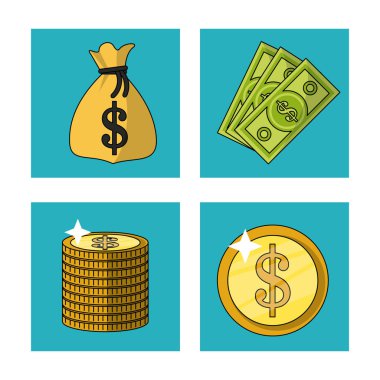 para çantasını ve faturaları ve para kare kare ile beyaz arka plan