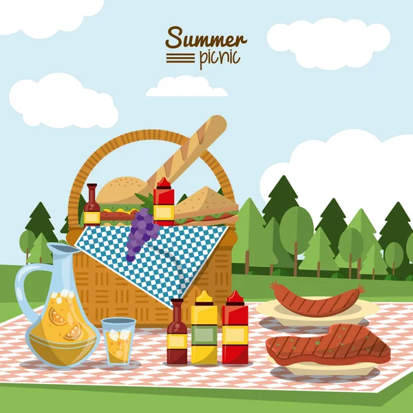 Diseño de picnic de verano — Vector de stock