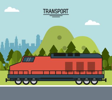 taşıma Tren şehrin varoşlarında ile renkli poster
