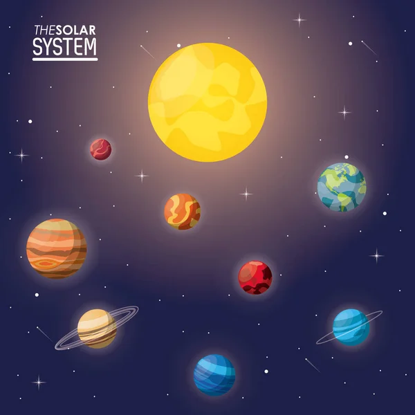 Affiche colorée du système solaire — Image vectorielle