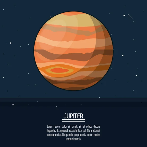 Affiche colorée avec planète jupiter — Image vectorielle