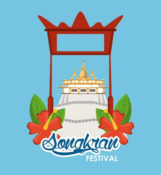 Cartão do festival de Songkran — Vetor de Stock