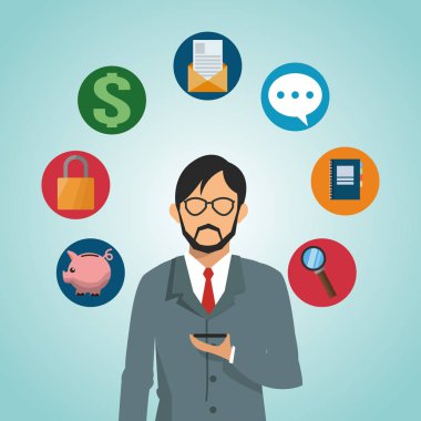 Akıllı telefonlu iş adamı