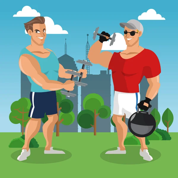 Fitness-Herren im Park — Stockvektor