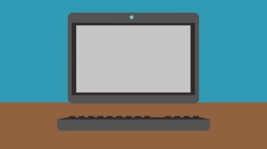 Resepsiyon Hd animasyon üstünde laptop