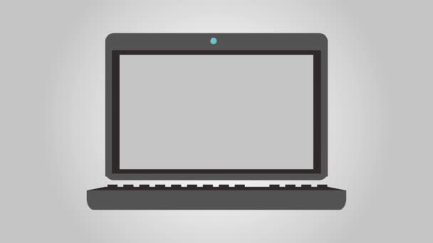 Laptop met database Hd animatie — Stockvideo
