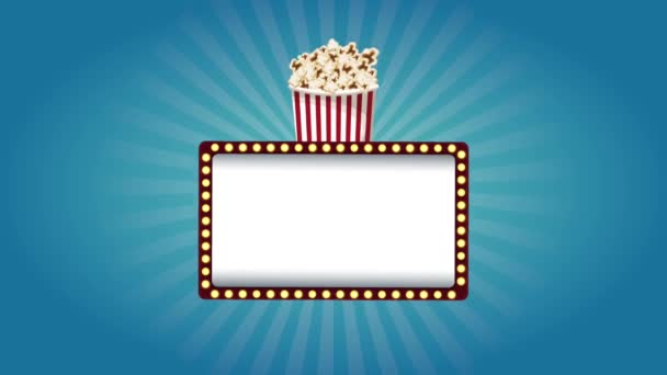 Sinal de cinema em branco com luzes de animação HD — Vídeo de Stock