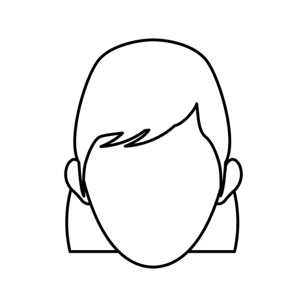 Personnage femme tête personne image contour — Image vectorielle