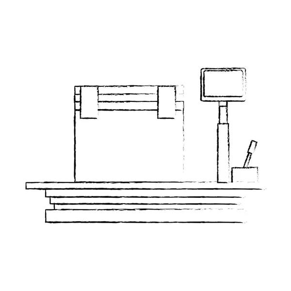 Kartonnen doos op het pictogram van de lading van de schaal van het opslag — Stockvector