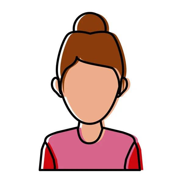 Álló nő karakter avatar alkalmazott ikon — Stock Vector