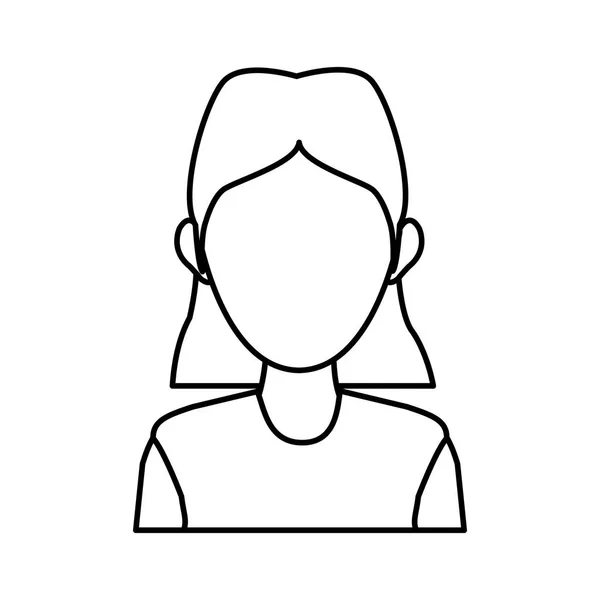 Portret vrouw teken avatar werknemer overzicht pictogram — Stockvector