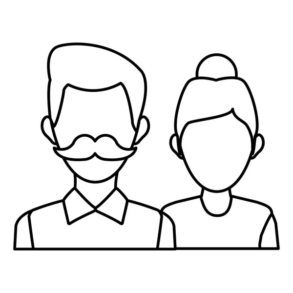 Livraison homme et femme portrait personnes travailleur — Image vectorielle