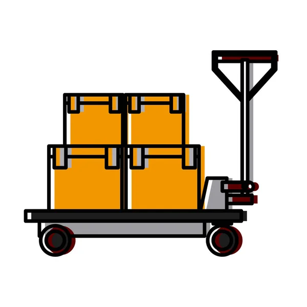 Kotak pengiriman gerobak ikon logistik kargo - Stok Vektor