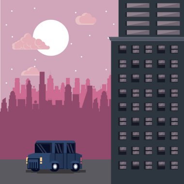 Gece şehir kamyona pixelated