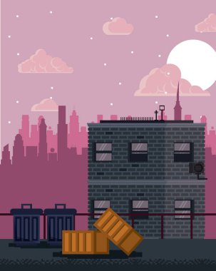 Pixelated şehir videogame sahne