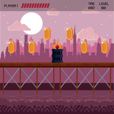 Pixelated şehir videogame sahne