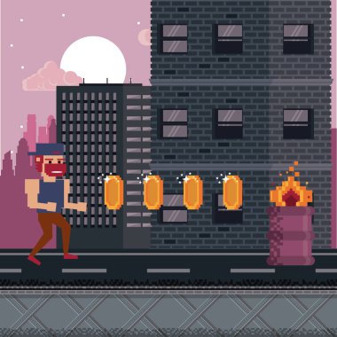 Pixelated şehir videogame sahne