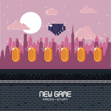 Pixelated şehir videogame sahne