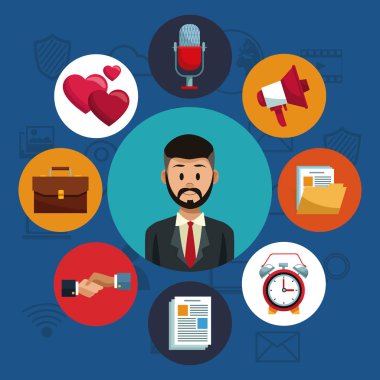 işadamı ile Sosyal Medya simgeler