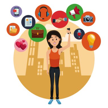 Kadın sosyal medya smartphone ile